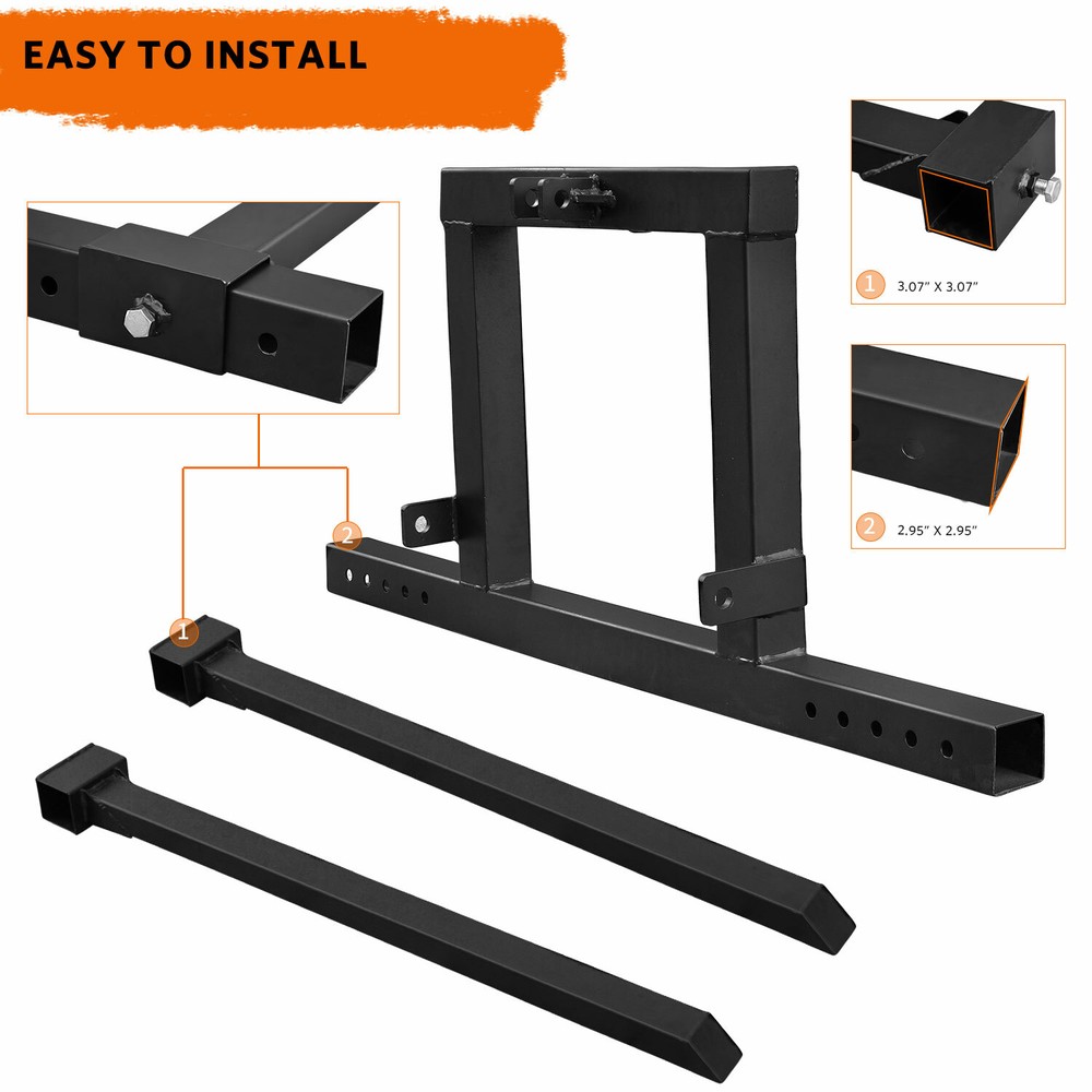 3 Point Hitch Pallet Fork 1500 lbs Adjustable Attachments for Category 1 Tractor