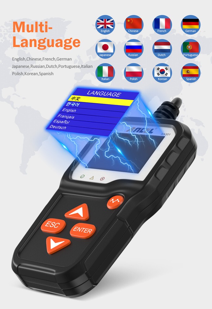 ANCEL BA301 Auto Battery Tester Analyzer 100-2000 CCA Cranking Charging System
