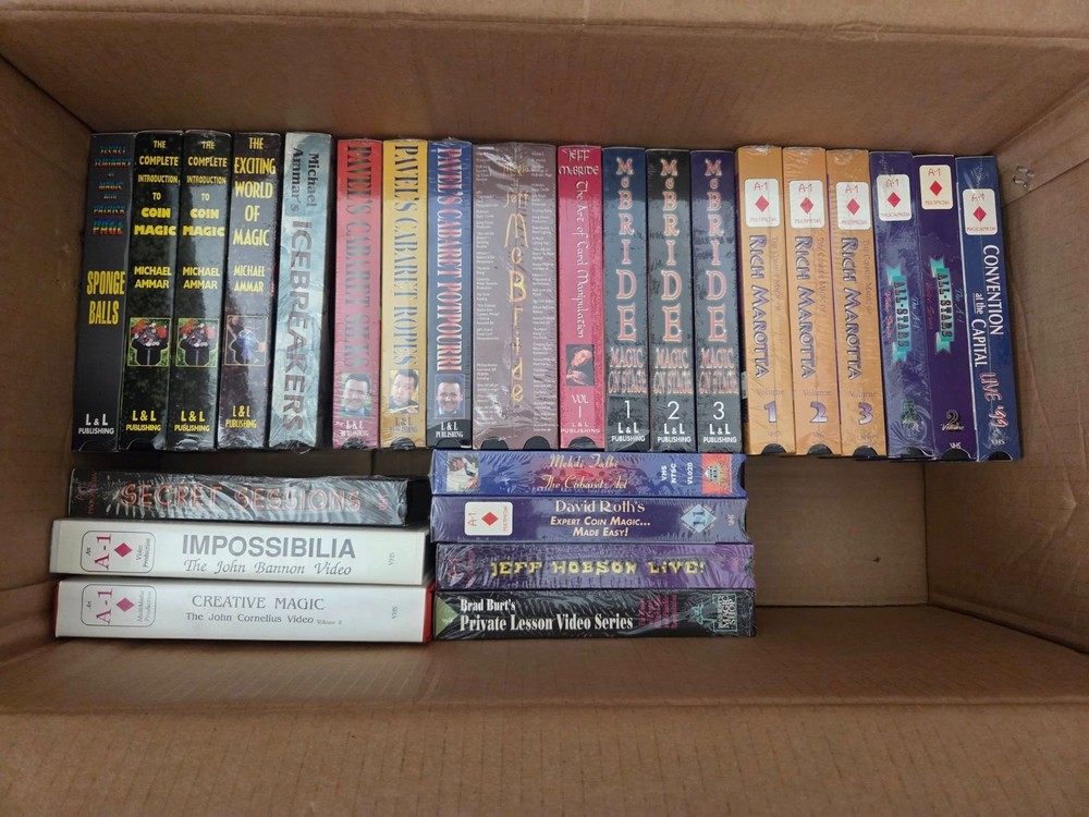 2 Huge Boxes of Instructional VHS Magic Mentalism Tricks