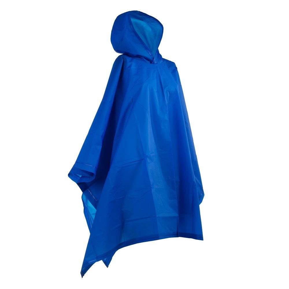 Reusable Unisex Rain Poncho Lightweight Packable Waterproof Blue Hooded