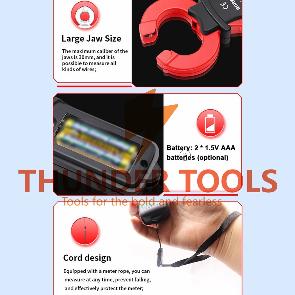 Thunder Tools 3 1/2 Digit Auto Ranging Digital Current Clamp Meter High
