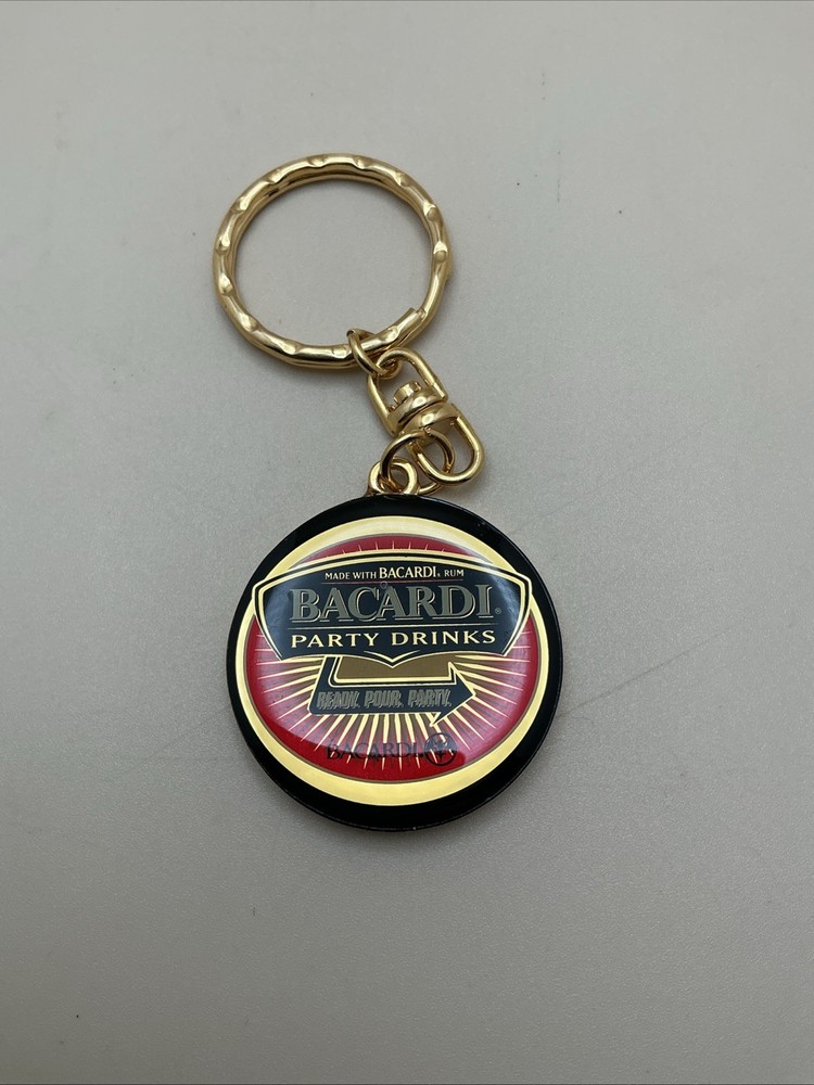 Barcardi Party Drinks Gold Keychain