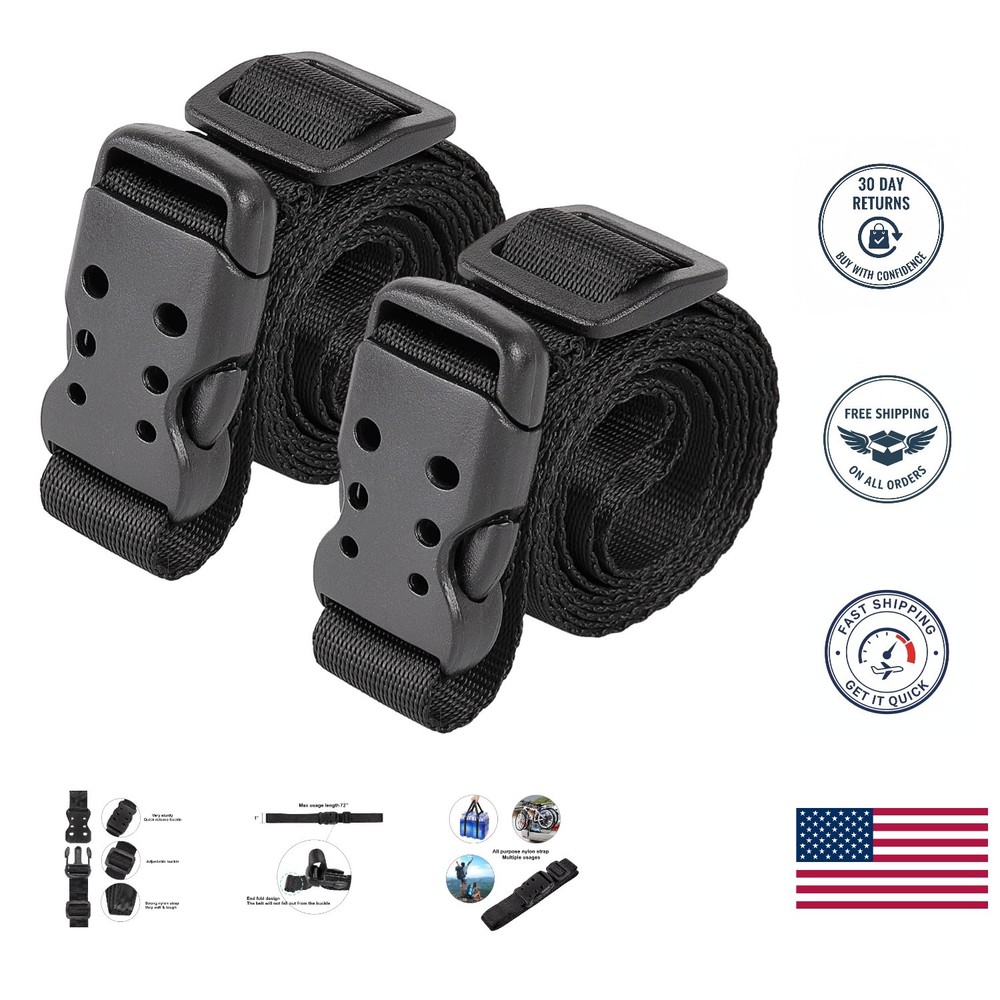 Heavy Duty 40'' Quick-Release Nylon Utility Straps - 2 Pack for Versatile Use