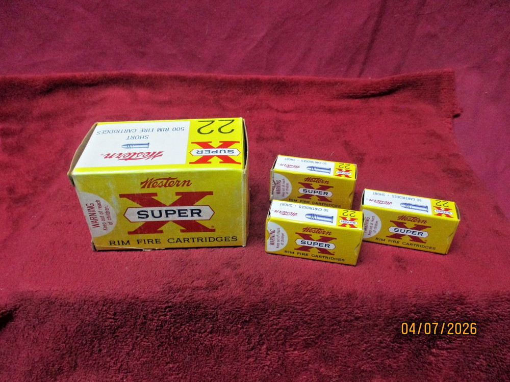 Vintage Western Super X  22 Short Brick Plus 3 Boxes , Ammo Boxes, (EMPTY)