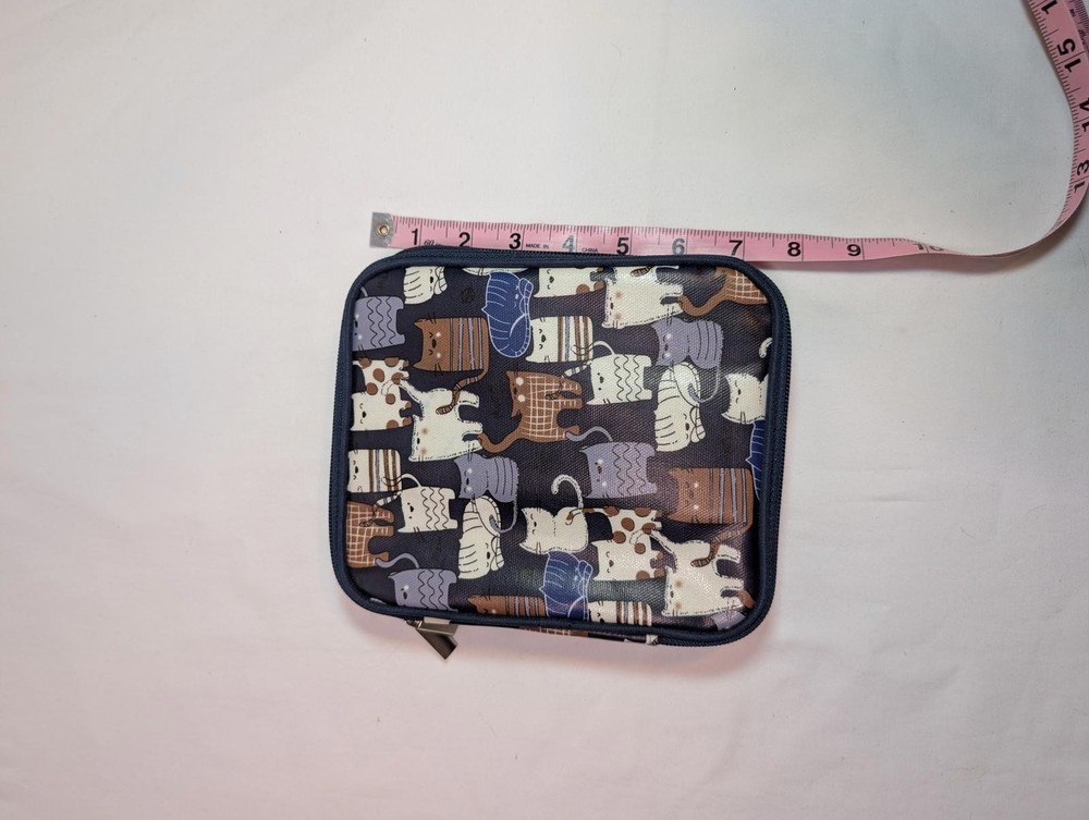 Compact Crochet/Knitting/Craft Case with Cat Pattern