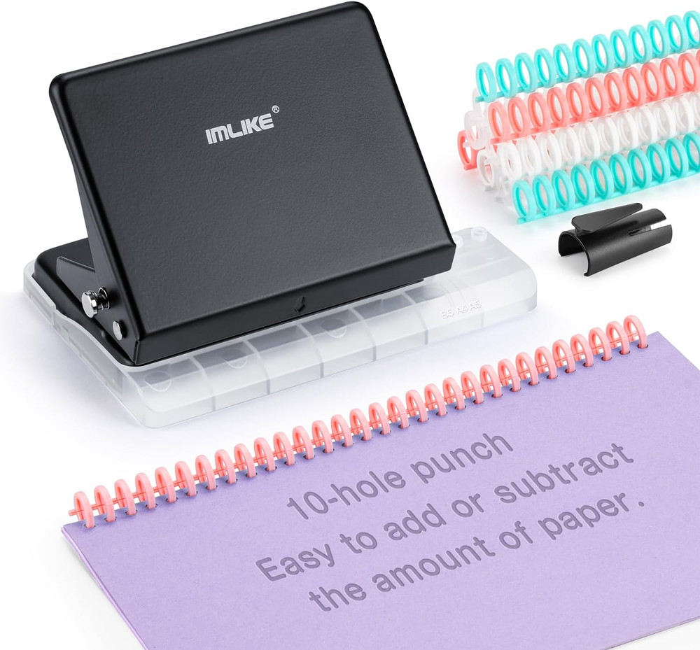 10-Hole Binding Machine for Planners - Metal Manual Binding System with 10 Multi