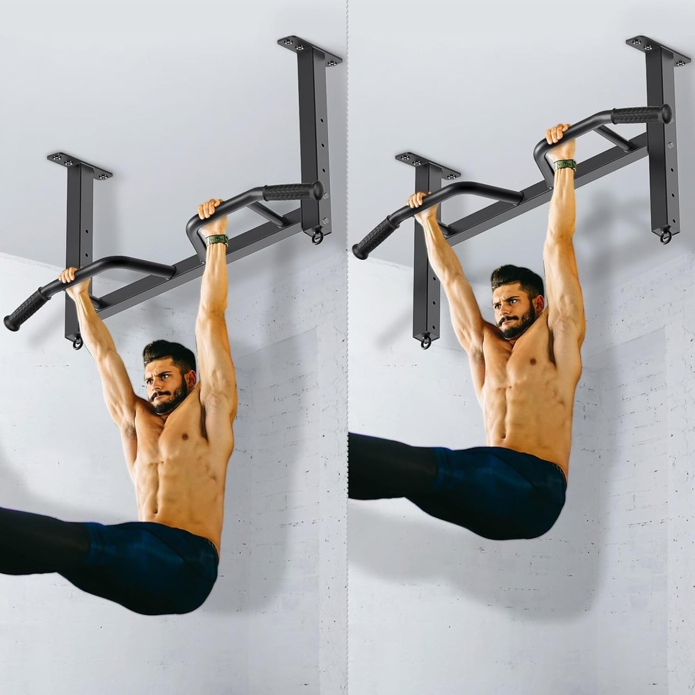 Kipika 32" Ceiling Mounted Pull Up Bar - Heavy Duty, Highly Adjustable, Multifun