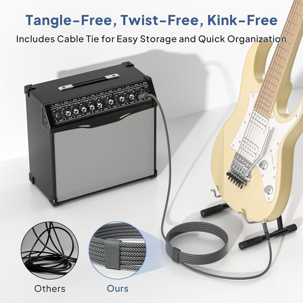 1/4" TRS Instrument Cable 15ft 2-Pack