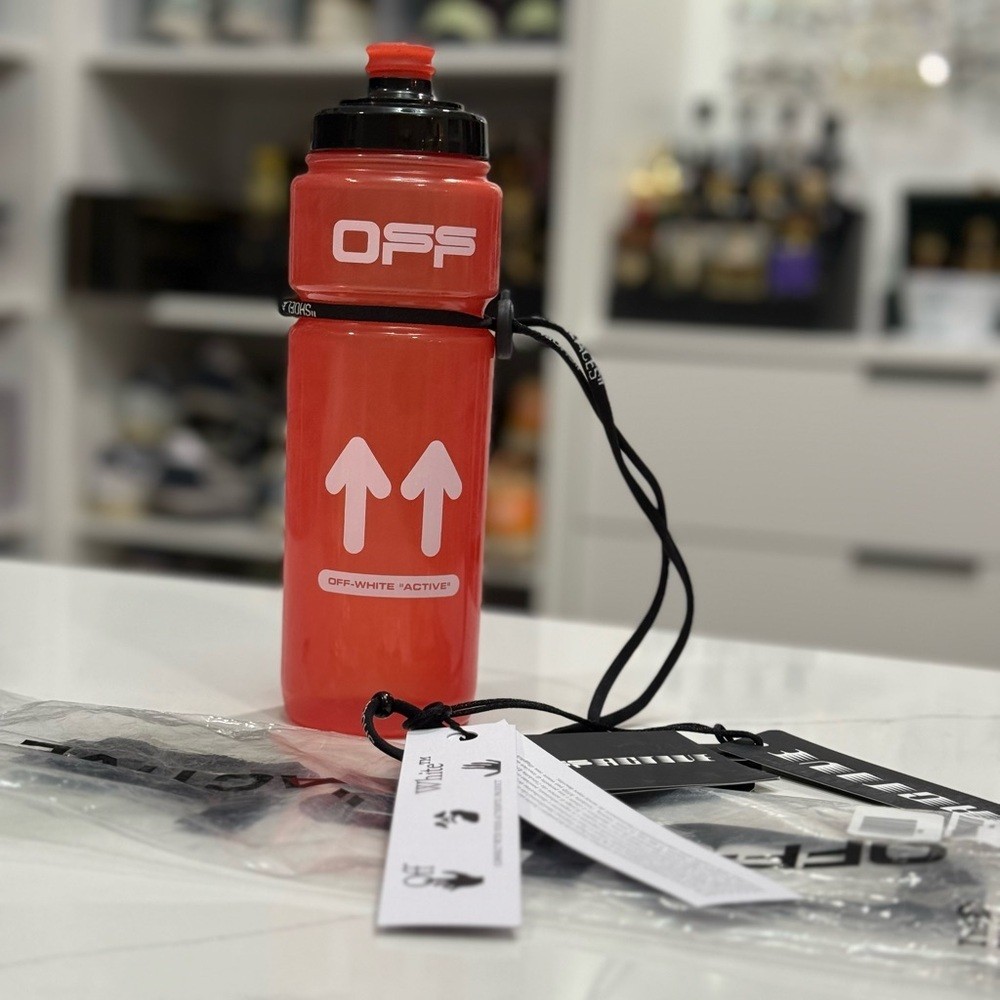 Off-White Red Water Bottle w/strap Brand New