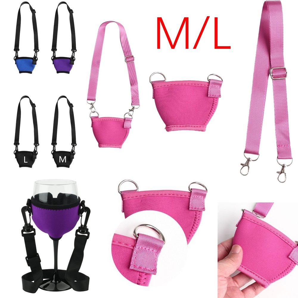 Wine Glass Insulator/Drink Holder/Sleeve Adjustable Neck Strap For Wine Walk