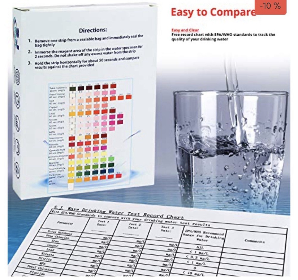 16 in 1 Drinking Water Testing Kits - 100 Strips (10 Strips Per Pouch) NIB