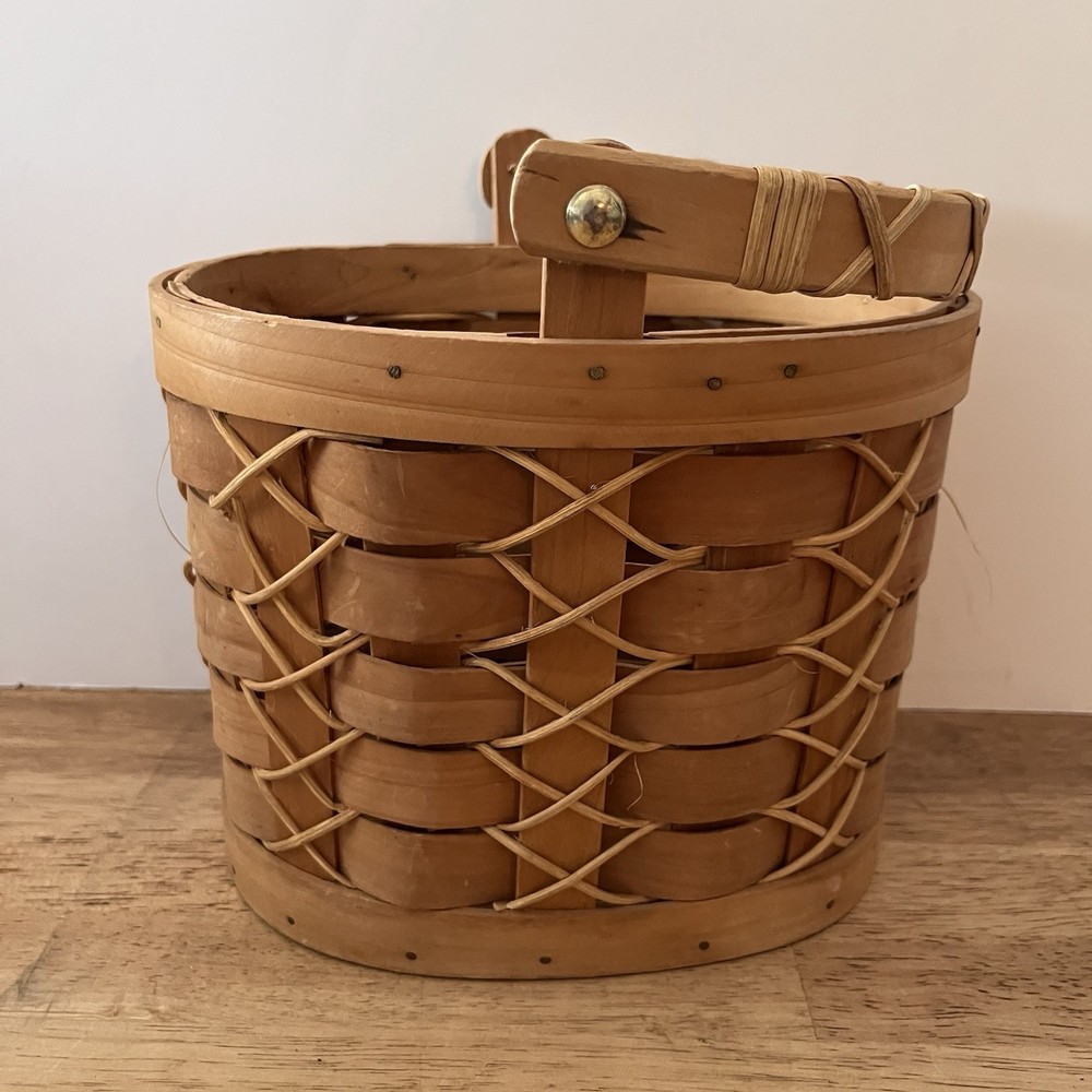 Vintage Oval Woven Basket With Handle