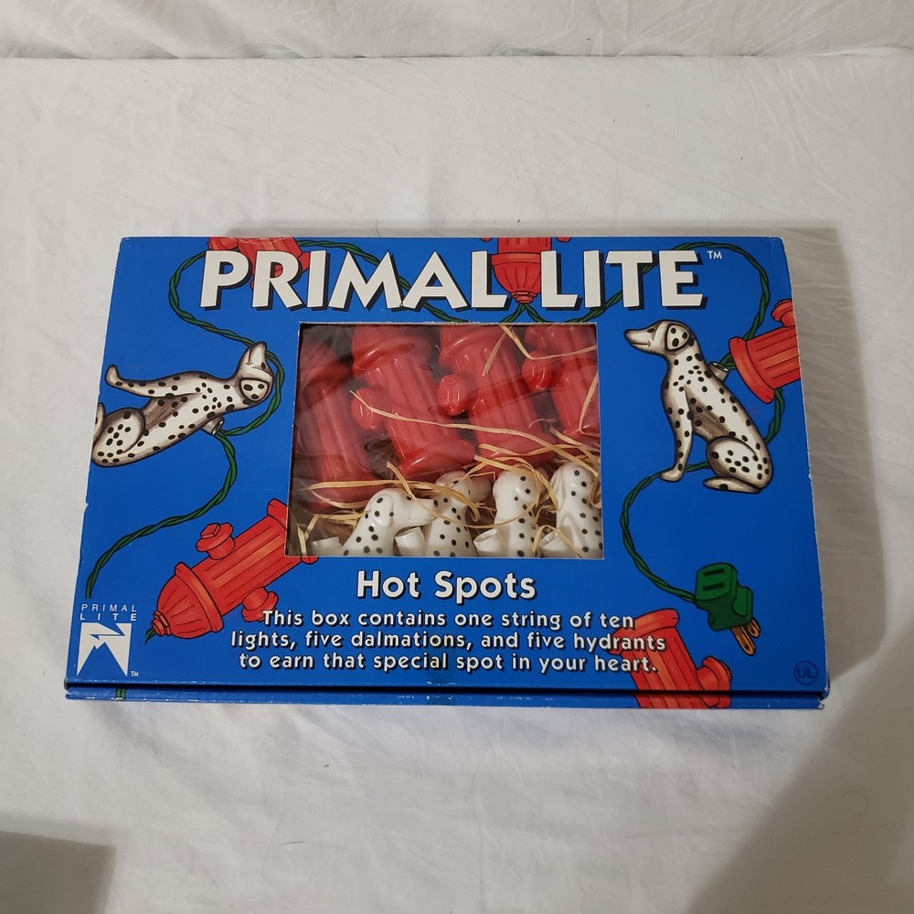 1993 Primal Lite HOT SPOTS Dalmations & Fire Hydrants Blow Mold String Lights