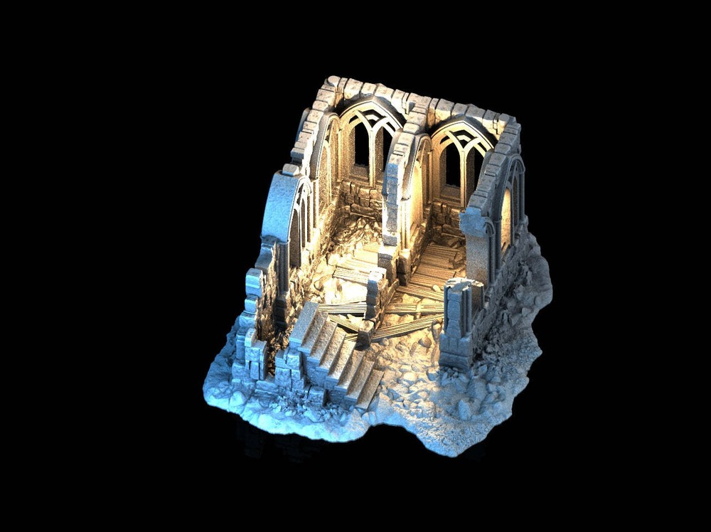 Adrian-3DP4U - Ruined Cloister - 28mm