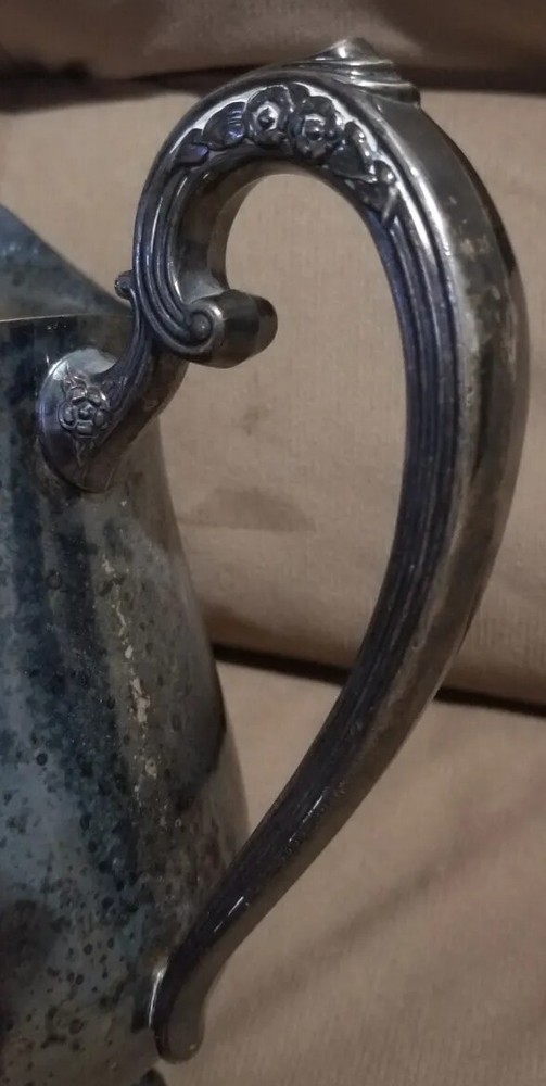 Vintage Oneida Silversmiths Water Pitcher with Decorative Footed Stand