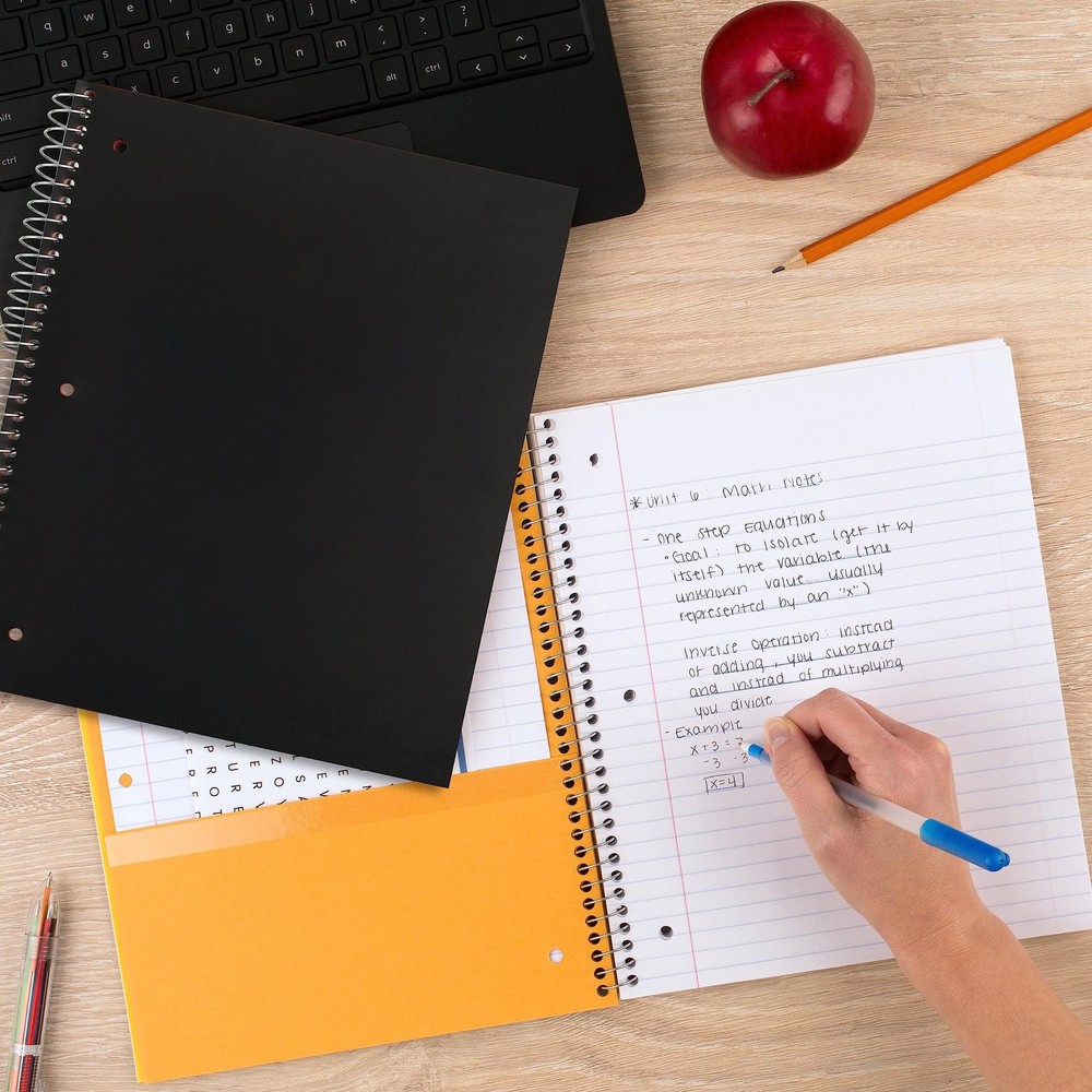 Study App Notebook 3 Subject 150 Sheets 8.5x11 Black