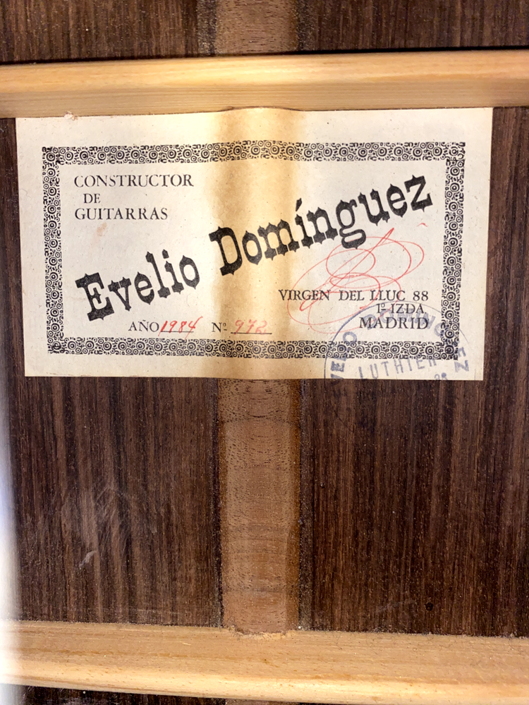 Evelio Dominguez Classical Guitar #972 1984