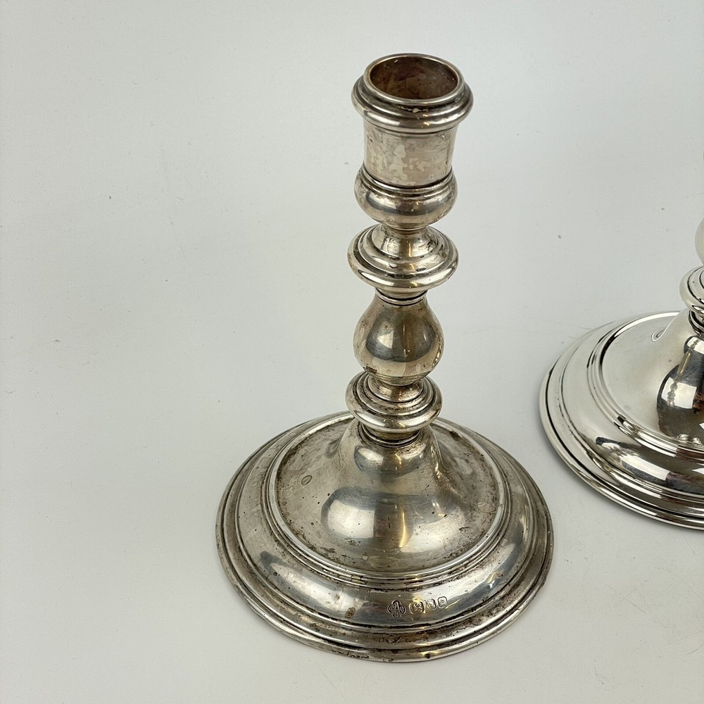 Vintage Solid Silver Asprey & Co Baluster Knopped Stems Candlesticks 16cm