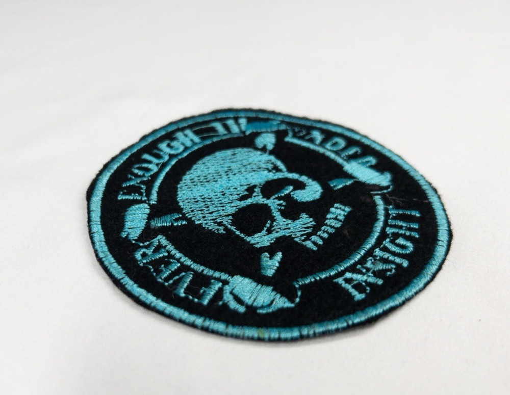 Never Enough Thunder Insight Blue Skull Iron-on Patch 3.5"
