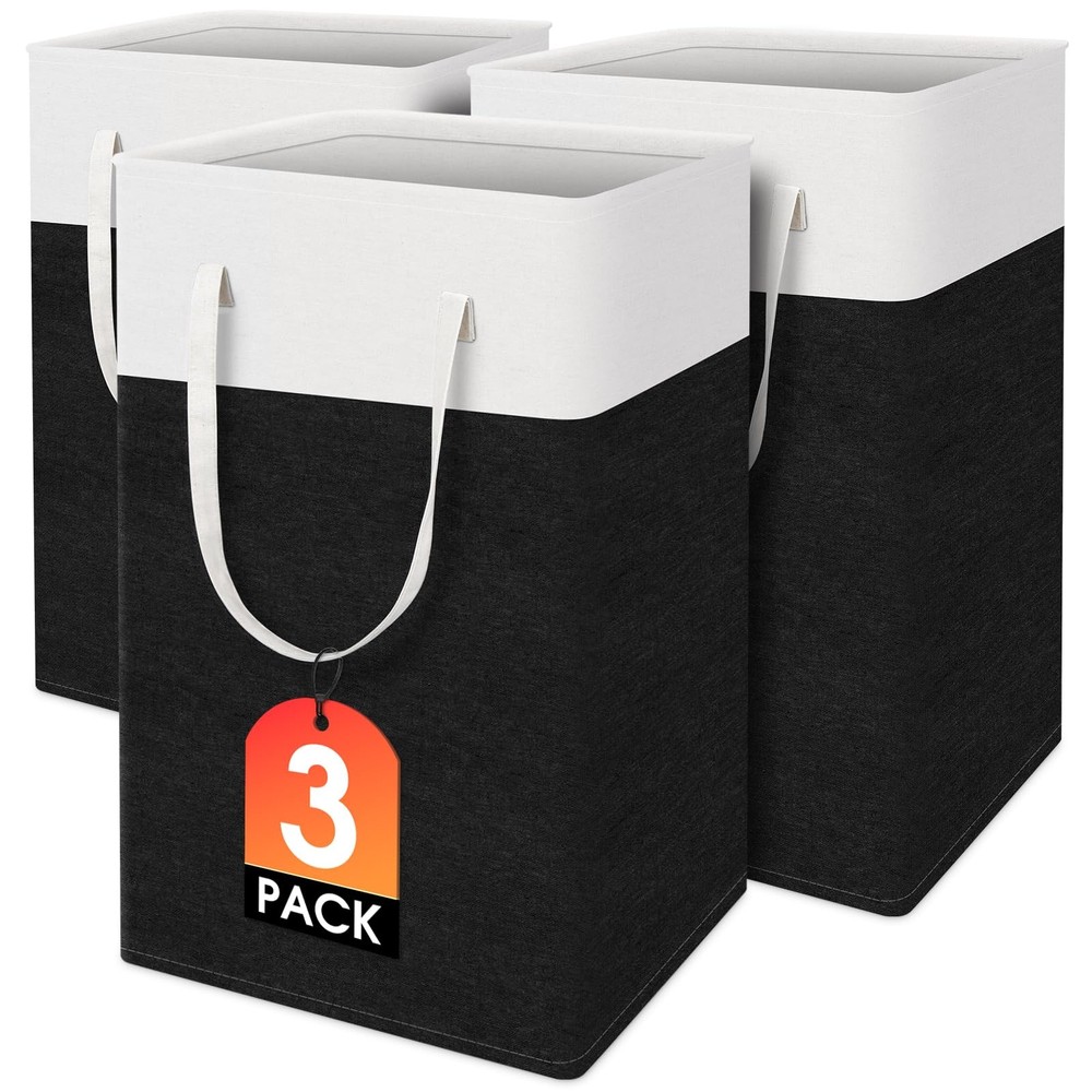 laundry basket 3-Pack, laundry hamper, Hamper with handles, collapsible laund...