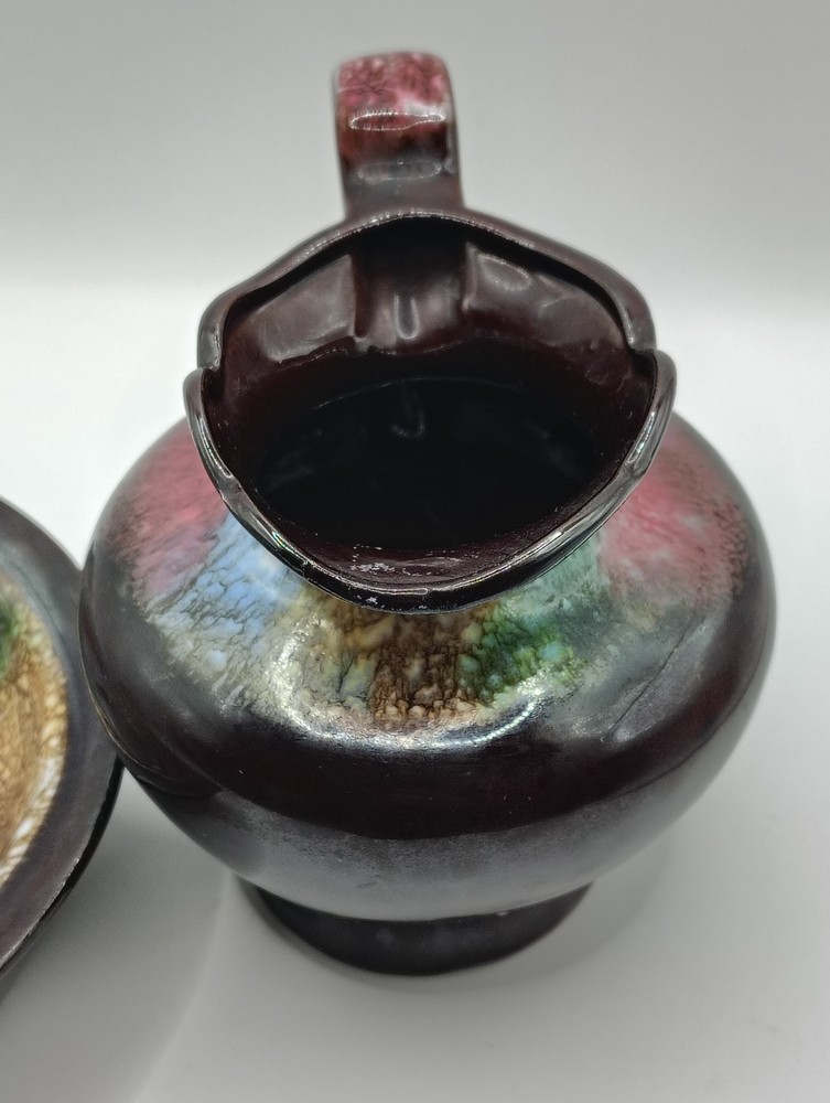 Vintage Aurora Drip Glaze Pitcher & Underplate