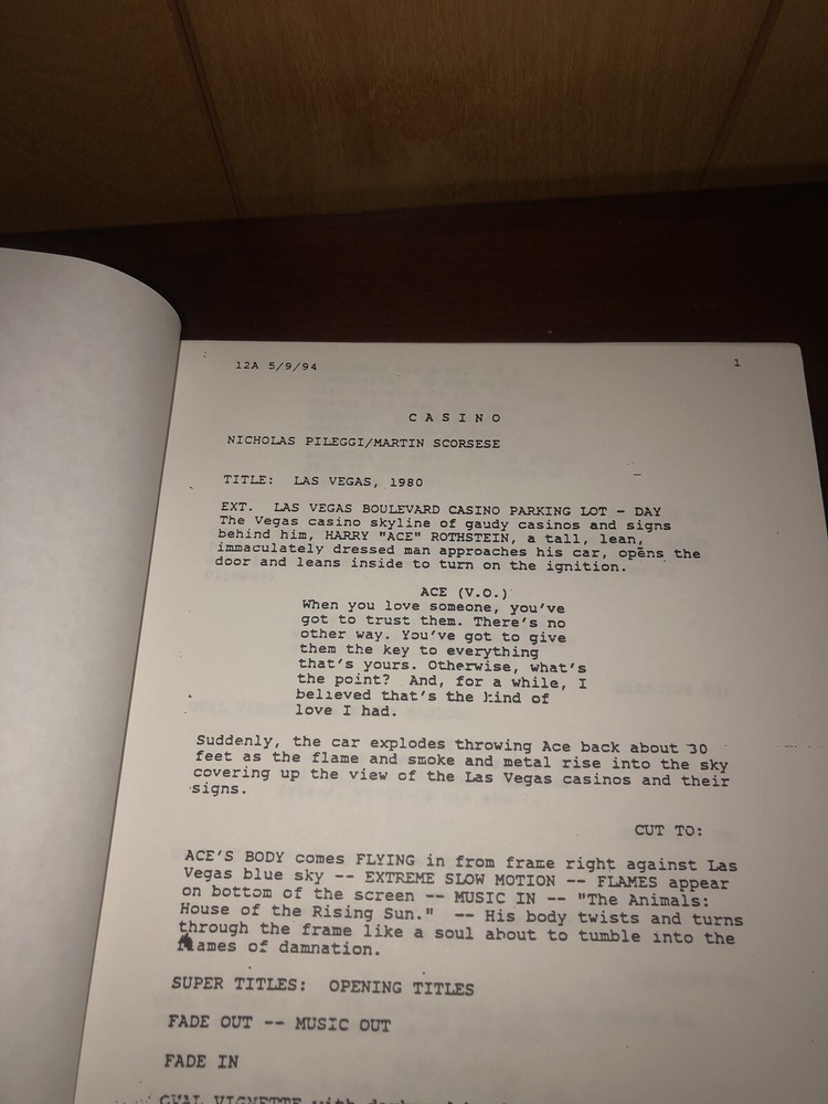 CASINO Movie Script Press Release