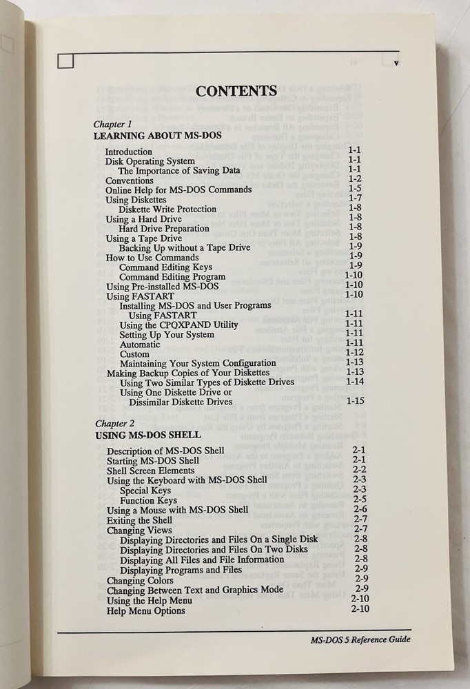 MS-DOS Version 5 Reference Guide Compaq Vintage Softcover User Manual PC DOS VG