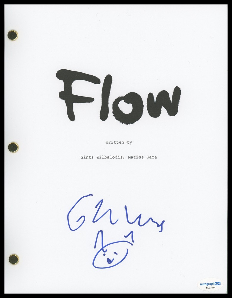 Gints Zilbalodis "Flow" AUTOGRAPH Signed Script Screenplay + Cat Sketch ACOA