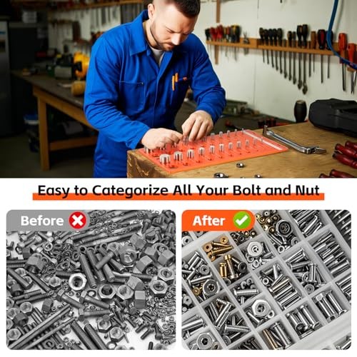 44 Nut and Bolt Thread Checker Standard and Metric, Bolt Sizer and Thread