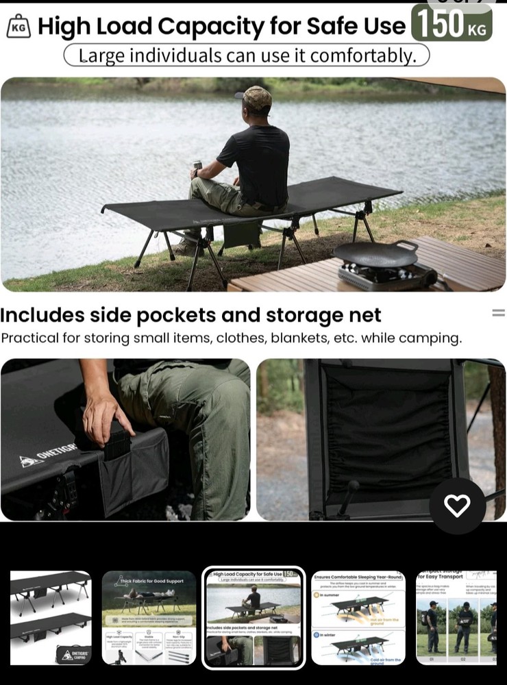 SUPRANUBIS Adjustable Camping Cot, 330Lbs Support, SUPER LIGHT. AMAZING COT. A+!