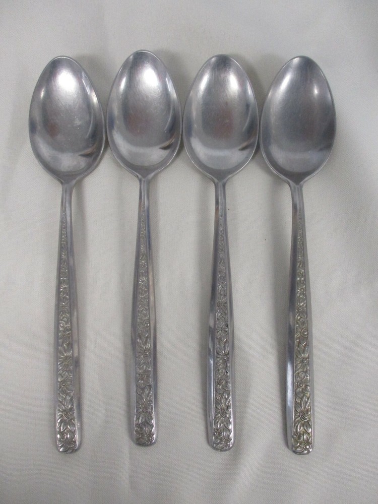 4 FB ROGERS JARDINE STAINLESS FLATWARE TABLESPOONS SERVING SPOONS ~ 8 5/8"