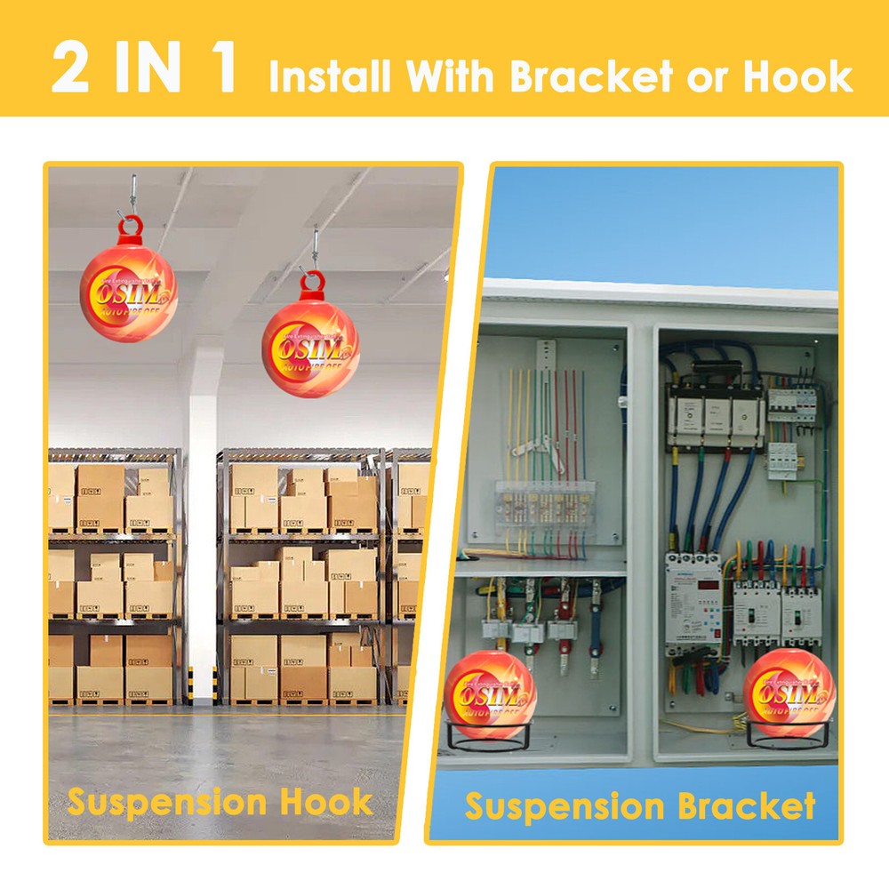 4 PACK Portable Automatic Fire Ball Extinguisher with Bracket and Hook Mount