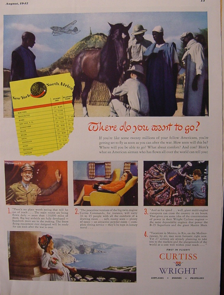 1945 Esquire Advertisements WWII Era STUDEBAKER Weasels CURTISS WRIGHT Airplanes