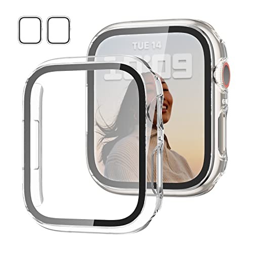 2 Pack Case with Tempered Glass Screen Protector 41mm-Series 9/8/7 Clear/Clear