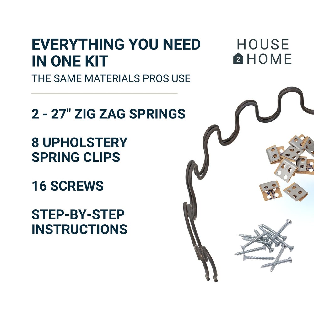 House2Home 27" Sofa Upholstery Spring Replacement, 2-pack Springs, Grey