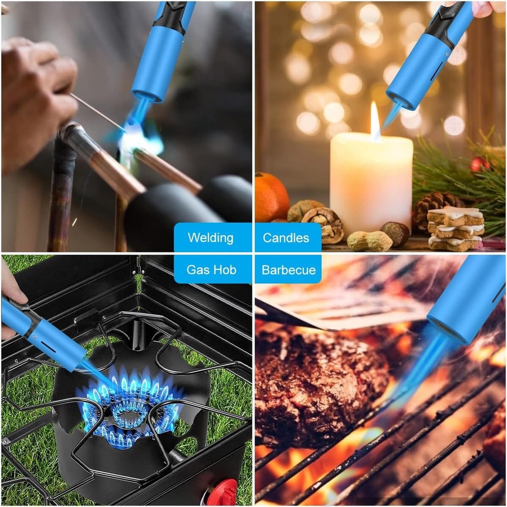 Torch Lighters 2 Pack Adjustable Jet Flame Butane Lighter, Refillable Gas Torch