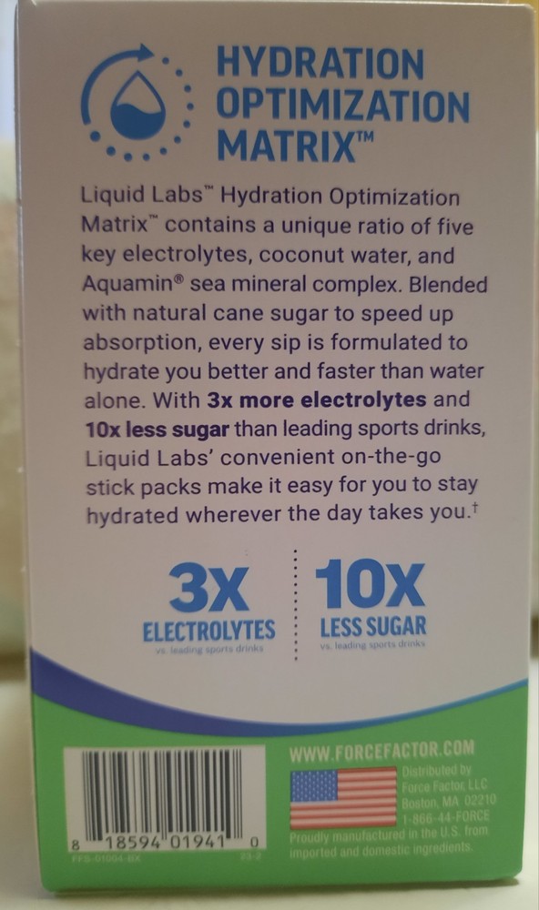 Force Factor, Liquid Labs, Rapid Hydration, Lemon Lime