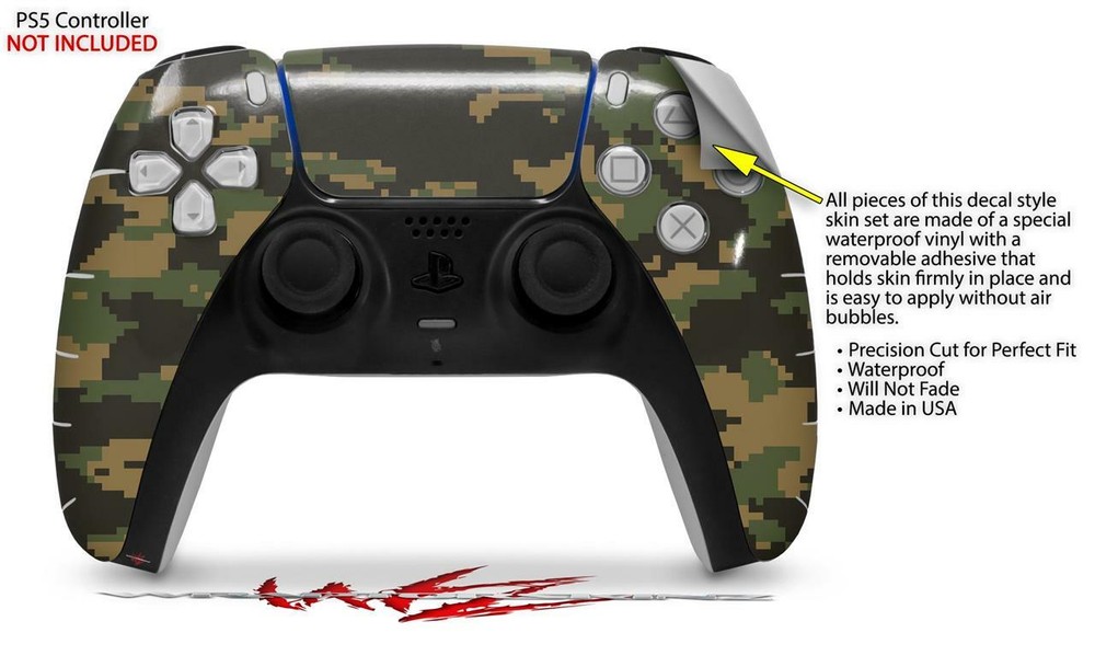 Skin Sony PS5 Controller WraptorCamo Digital Camo Timber