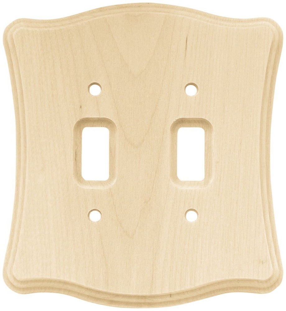 Wood Scalloped Double Switch Plate - Unfinished