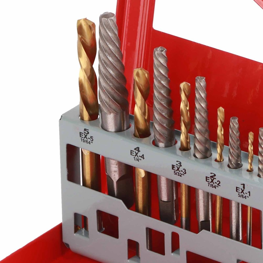 10 Pcs Drill Bit Screw Extractor Set Left Hand Titanium Plated Drill Bit Alloy