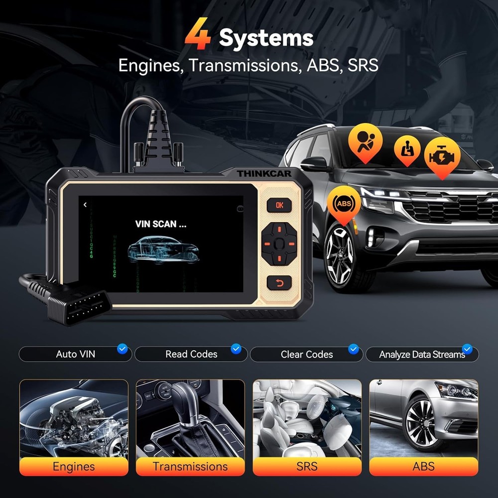ThinkScan 662 OBD2 Scanner ABS SRS Engine Diagnostic Tool Active Test 12+Service