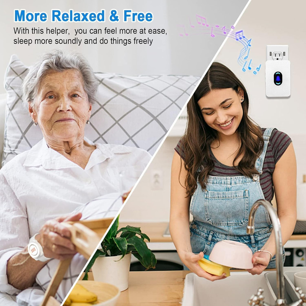 Daytech Wireless Caregiver Pager Call Button Elderly Nurse Alert System for Elde