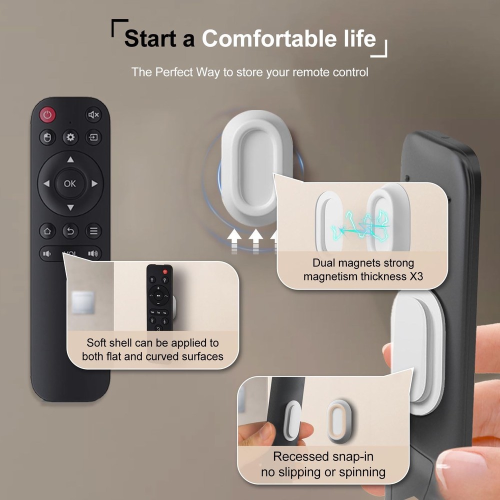 Magnetic Remote Control Holder Wall Mount,4 Pack Silicone 4 Pack, Black&White