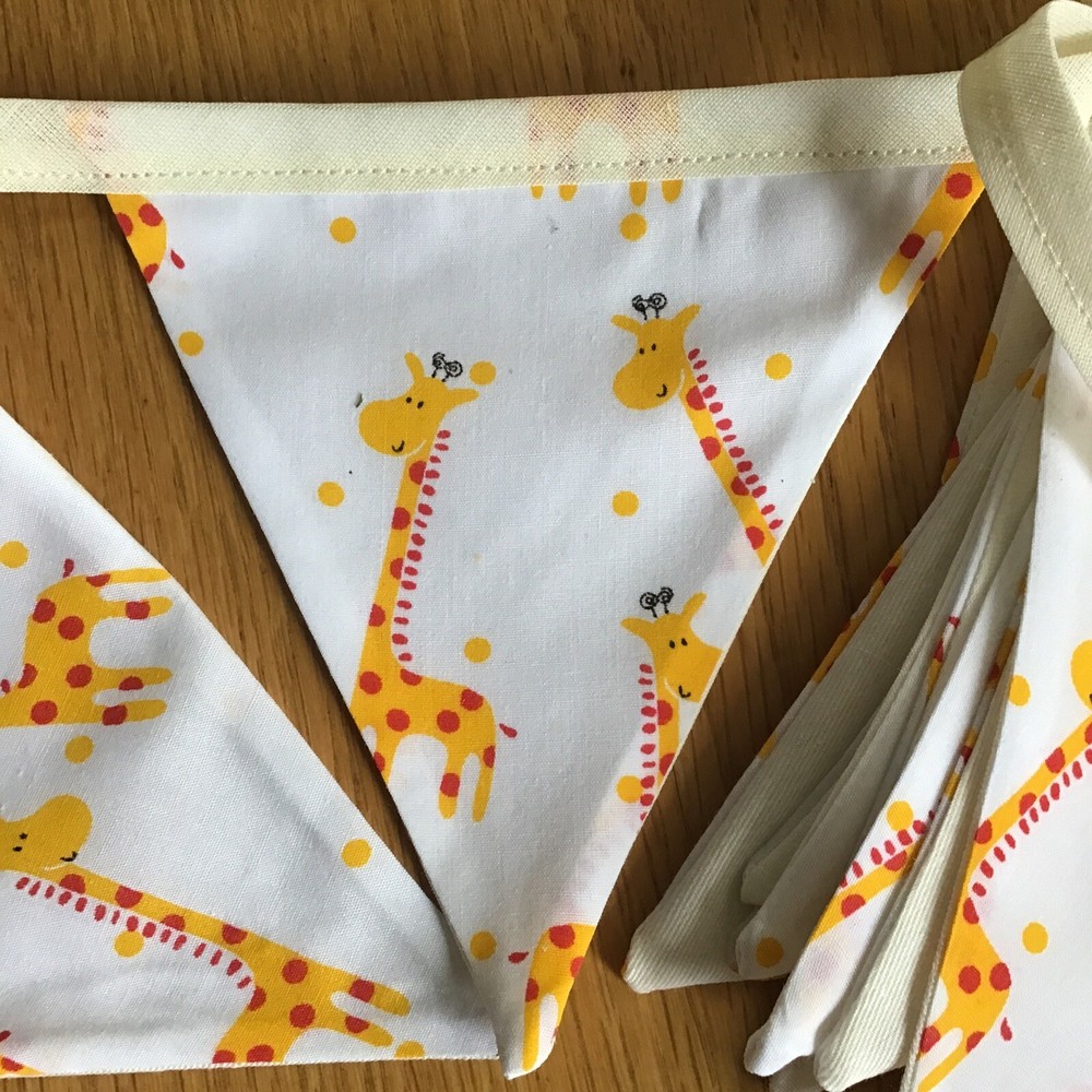Unique Hand made Giraffe 🦒 fabric Bunting Button Loop 15 Flags 3 Metres