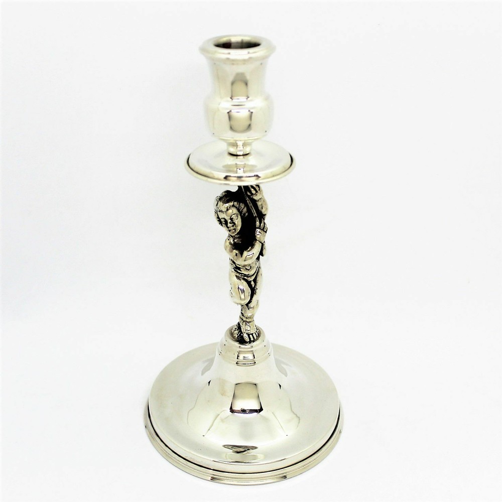Silver Cherub Candlestick