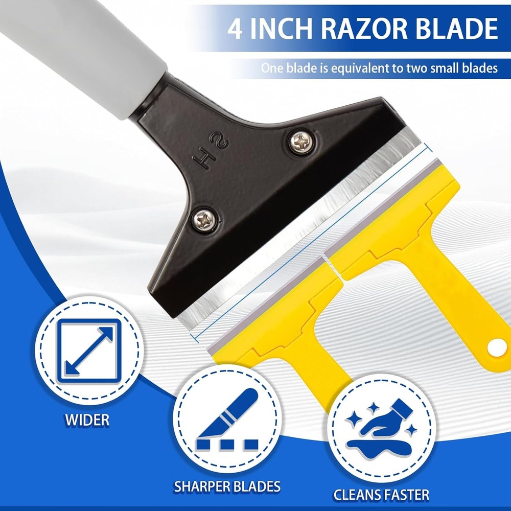 4"Razor Blade Floor Scraper with Long Handle,61in Adjustable Floor Scraper Heavy