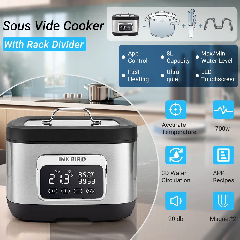 INKBIRD Sous Vide Precise Cooker Suveed Cooking Machine 8L Capacity Timer Alarm