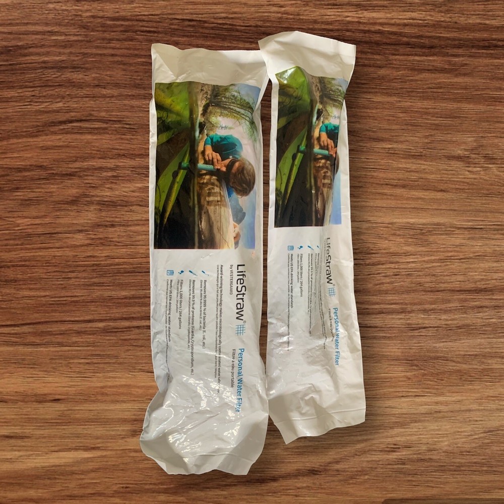 2 Pack Vestergaard LifeStraw Personal Water Filter Straw Backpacking New Sealed