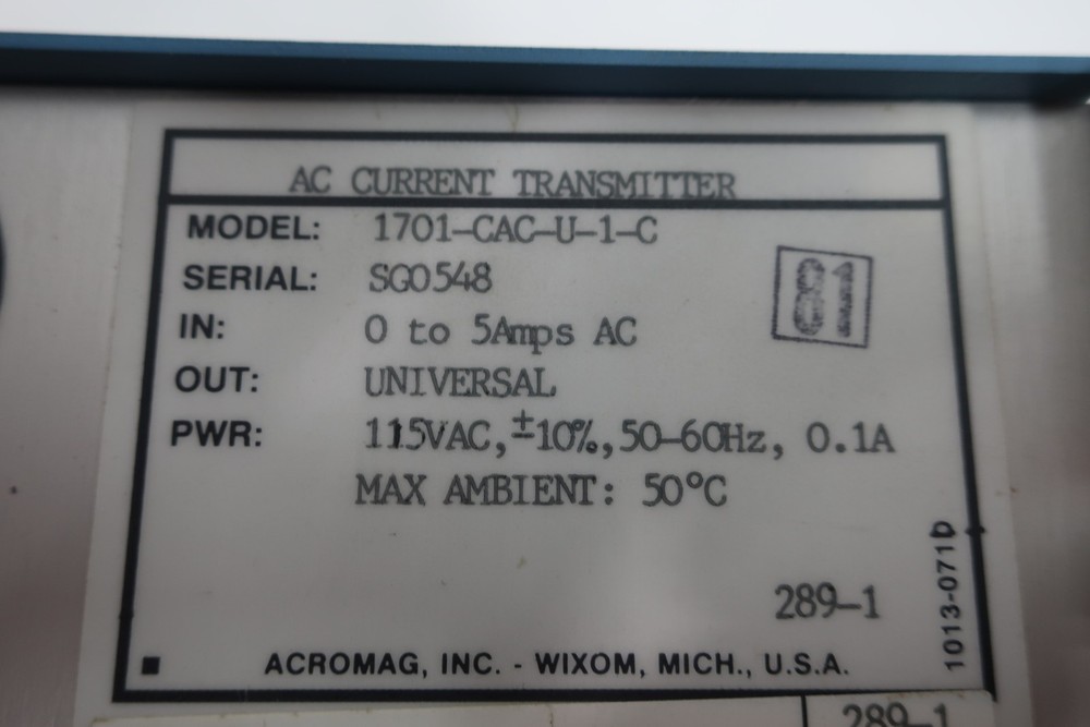 Acromag 1701-CAC-U-1-C Ac Current Transmitter
