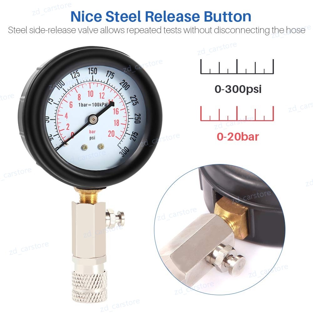Engine Cylinder Compression Gauge Tester Kit Gas Engine Diagnostic Testing Tool